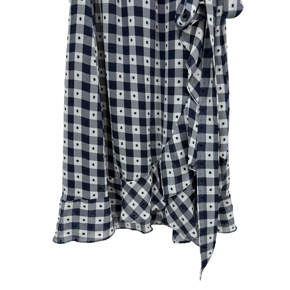 Julia Jordan Faux Wrap Dress size 16 Blue Check Ruffled Hem Feminine NWT - Picture 5 of 15